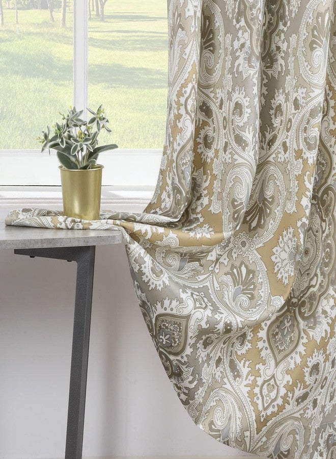 MVSUTA Palermo Vintage Gray Pinted Paisley Window Curtain Pair,Farmhouse Taupe 2 Panels Set,Each 42" W x 63" L and Total 84" Wide and 63" Long - Image 4